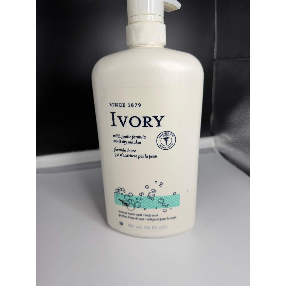 Ivory Coconut Water Scent Body Wash 30 fl oz Mild Gentle Formula Pump Bottle